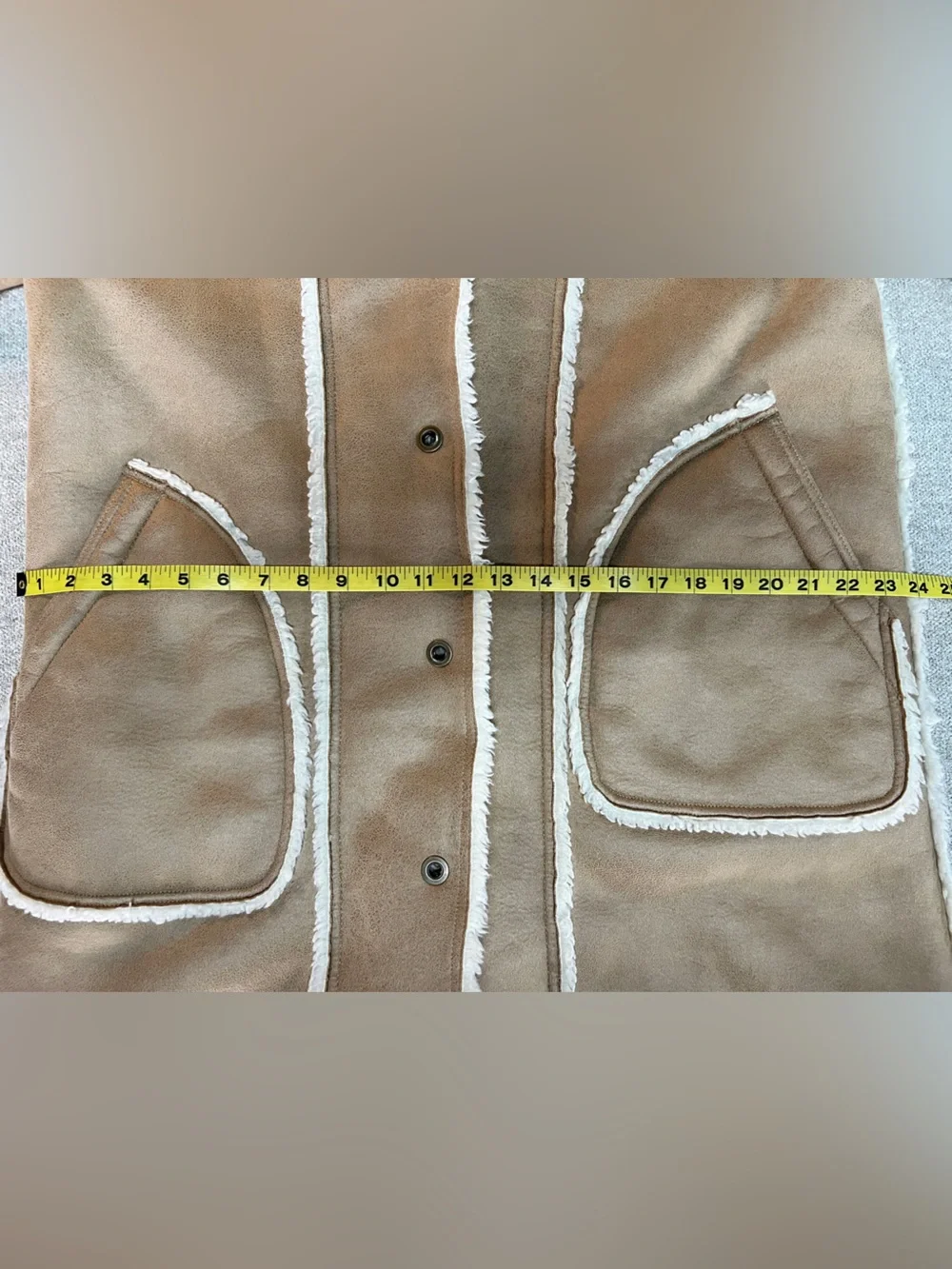 Anthropologie x Pilcro Hooded Sherpa Coat. Camel and Cream. Size Petite Small - Picture 13 of 14